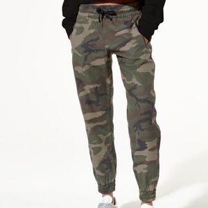 TNA Women's Camouflage Cotton Canvas Jogger Pants Khaki Green